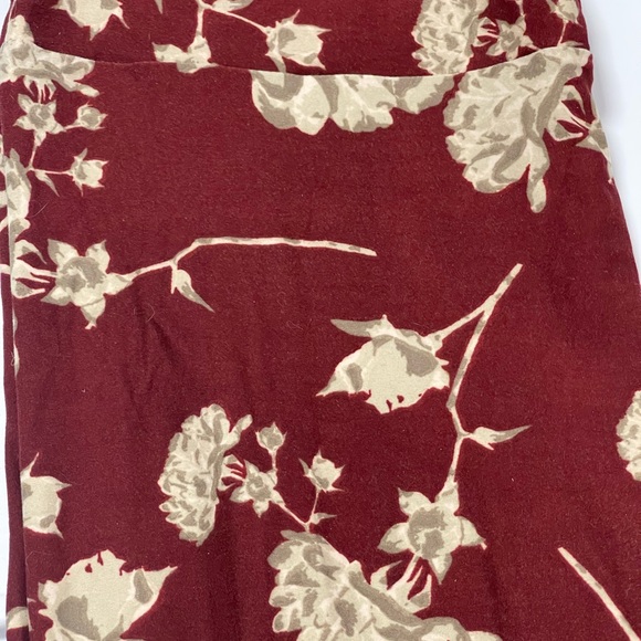LulaRoe Floral Print Burgundy and Beige TC Leggings—All LulaRoe Buy 2 Get 1 Free - Picture 2 of 2